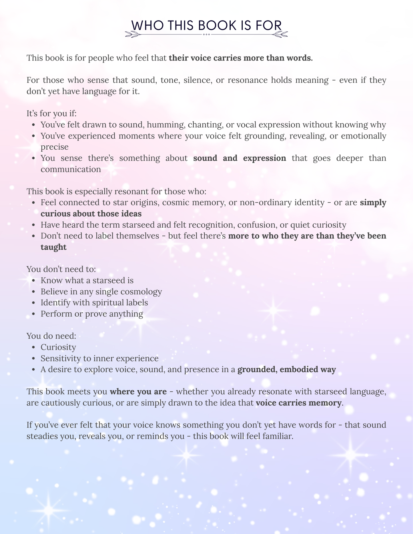 The Starborn Voice - A Practical Guide to Starseed Identity, Lineage & Voice Activation